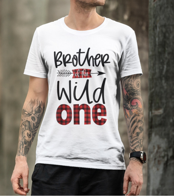 Brother Of The Wild One Plaid Lumberjack Arrow 1st Birthday T-Shirt