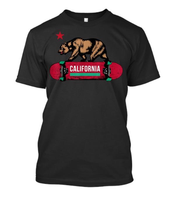 California Bear Red Star Skateboard Deck T-Shirt