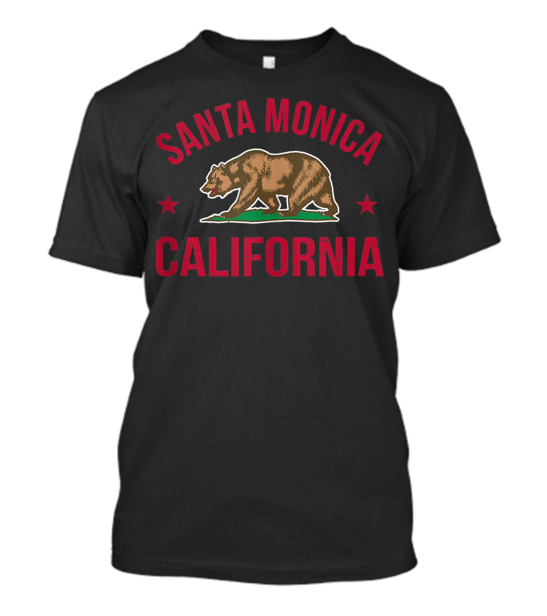 Santa Monica California Bear Icon With Stars T-Shirt