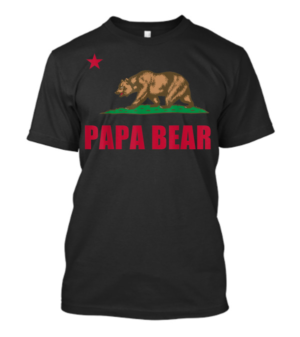 Papa Bear California Republic Dad Star Bear Flag T-Shirt