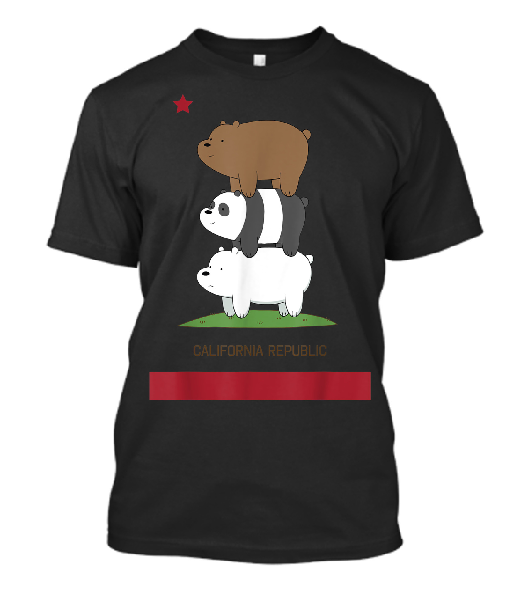 Cn We Bare Bears California Republic Bear Stack T-Shirt