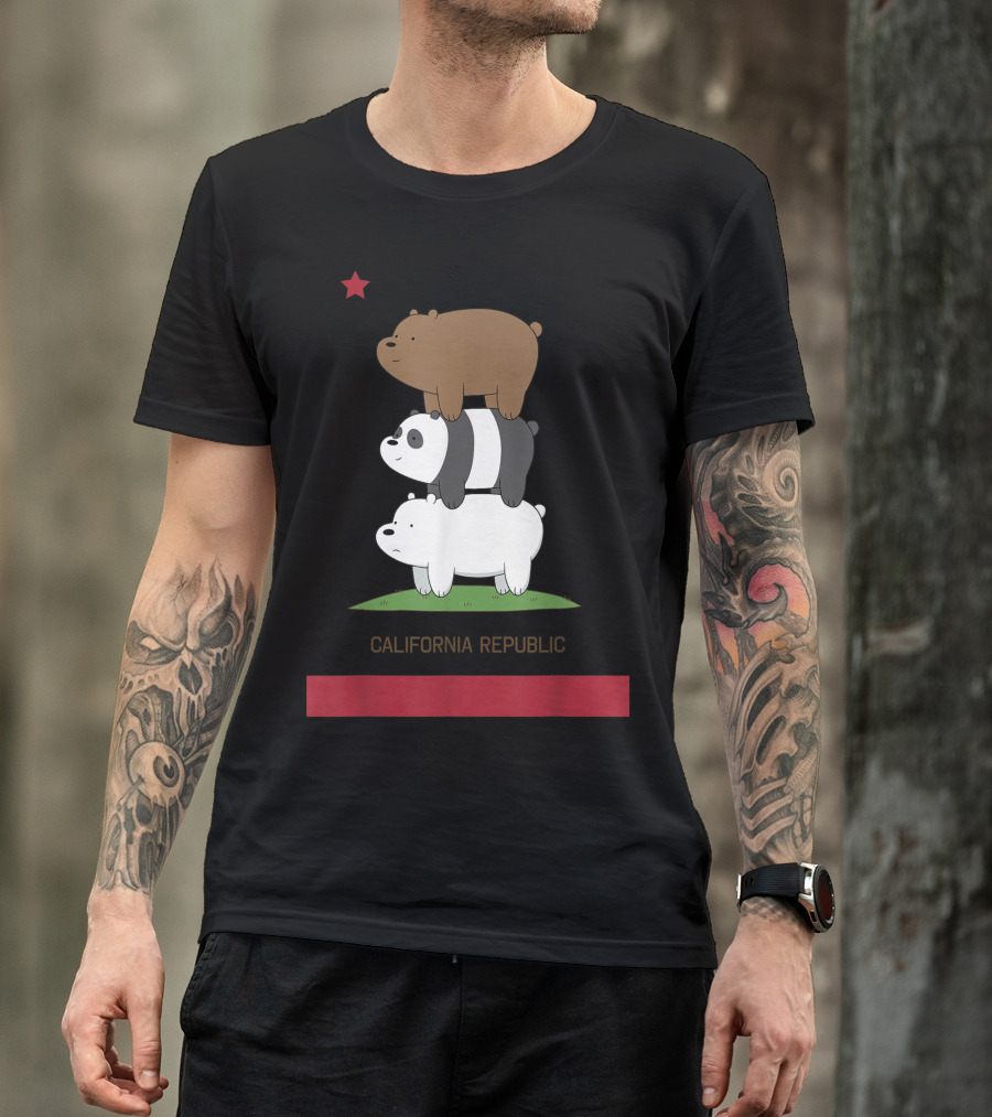 Cn We Bare Bears California Republic Bear Stack T-Shirt