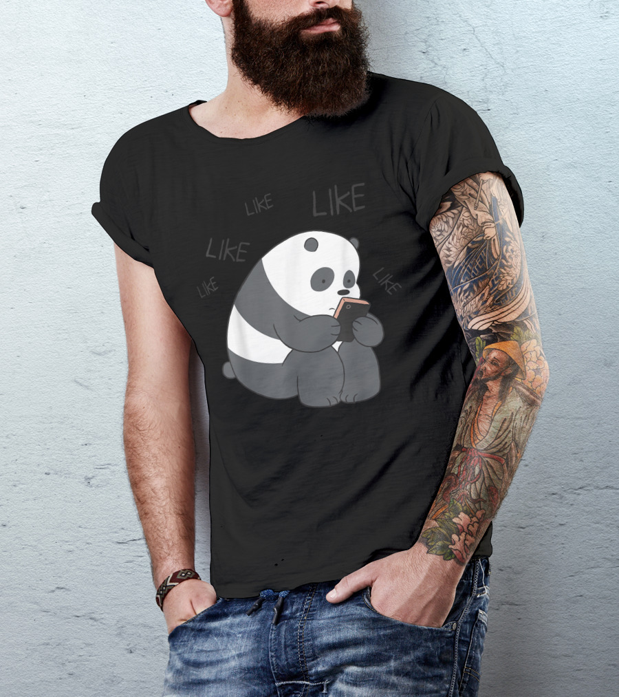 Cn We Bare Bears Panda Like Phone Scrolling T-Shirt