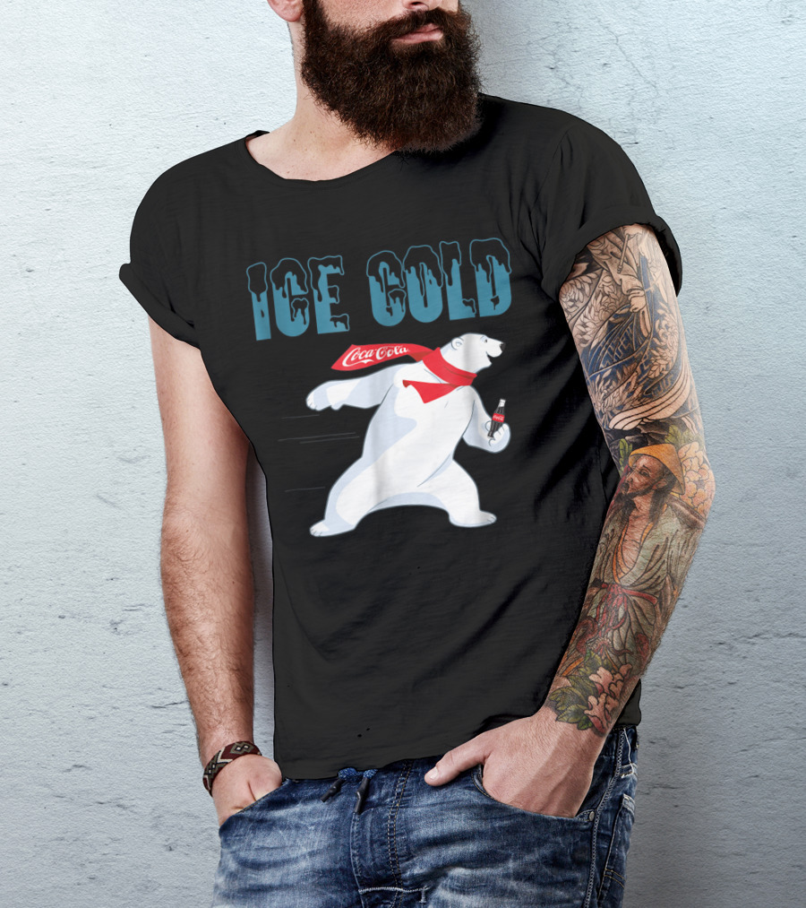Coca Cola Ice Cold Polar Bear Holding Coke Bottle T-Shirt