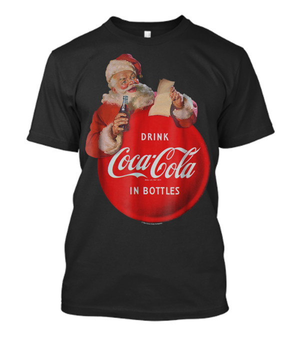 Santa Claus Drink Coca-Cola In Bottles Retro Christmas Advertising T-Shirt