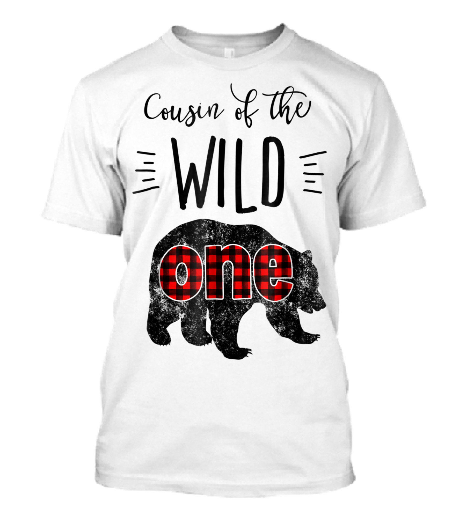 Cousin Of The Wild One Bear Lumberjack Plaid 1st Birthday T-Shirt