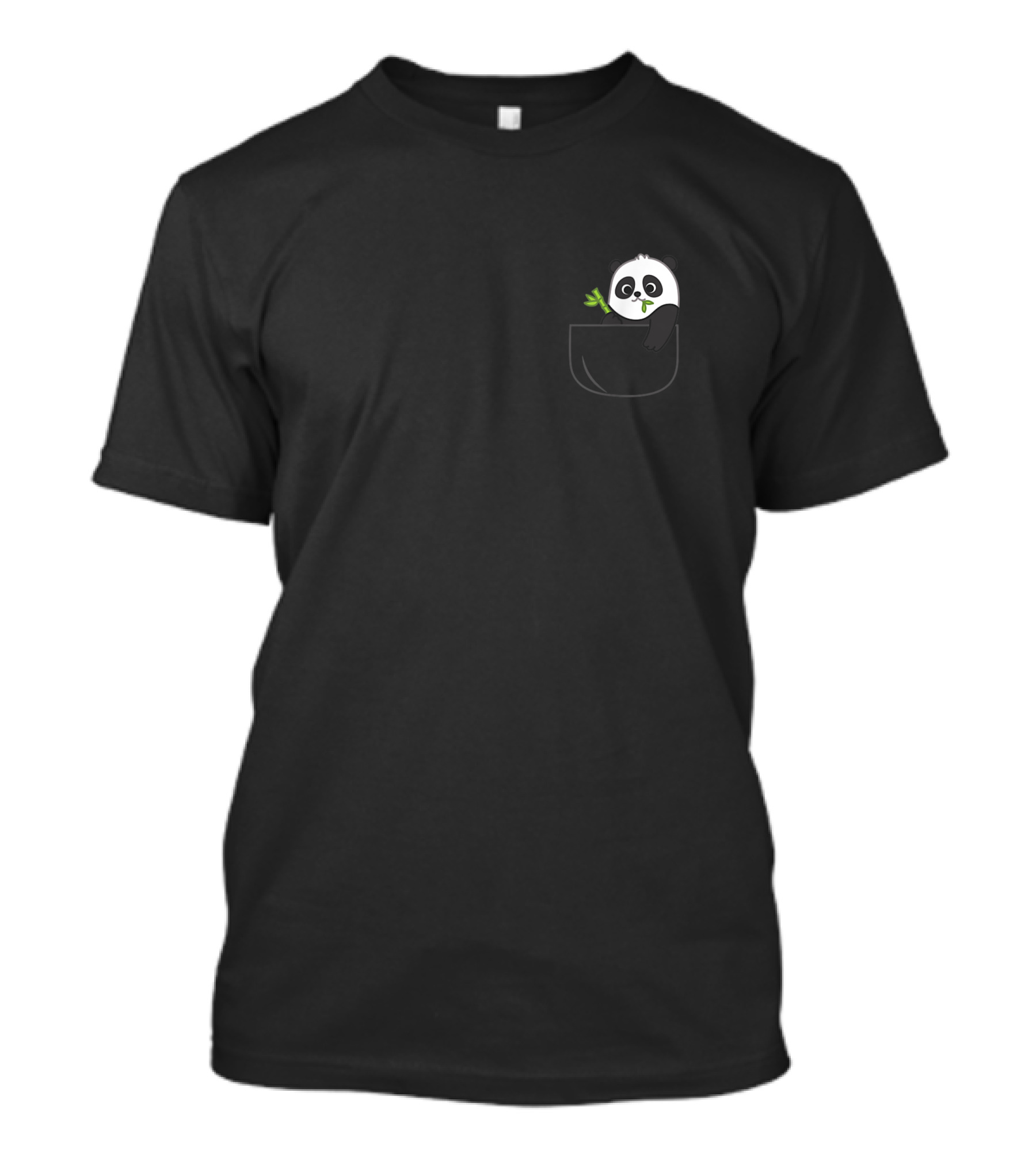 Baby Panda Bear Holding Bamboo In Pocket T-Shirt