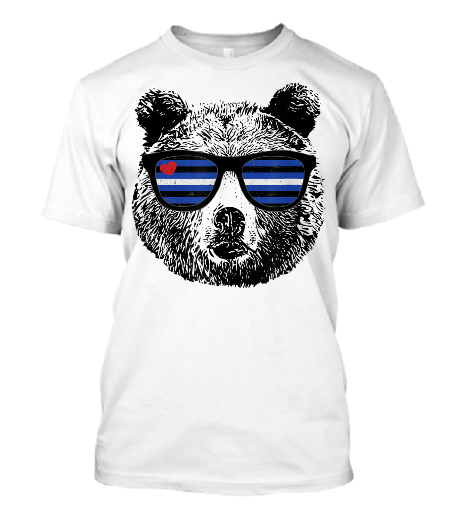 Bear With Leather Pride Flag Colors Sunglasses T-Shirt