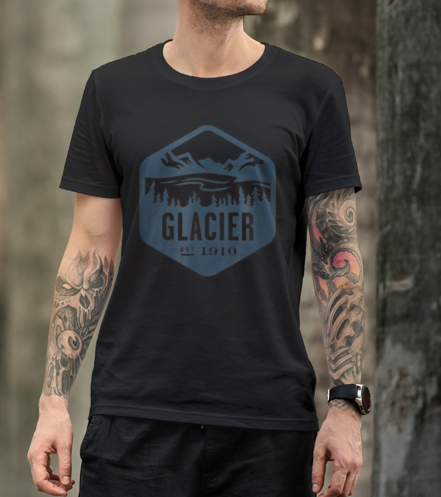 Glacier National Park Est 1910 Mountain And Forest Badge T-Shirt