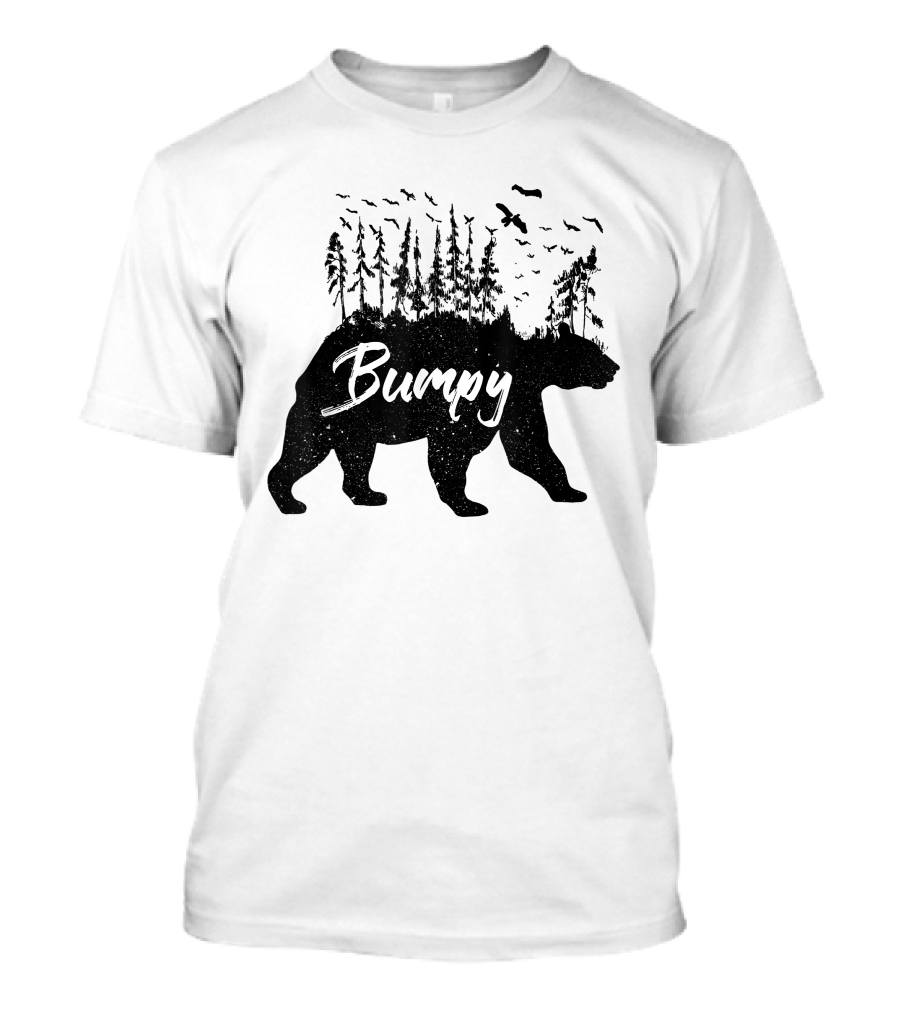 Bumpy Bear Silhouette With Forest And Birds T-Shirt