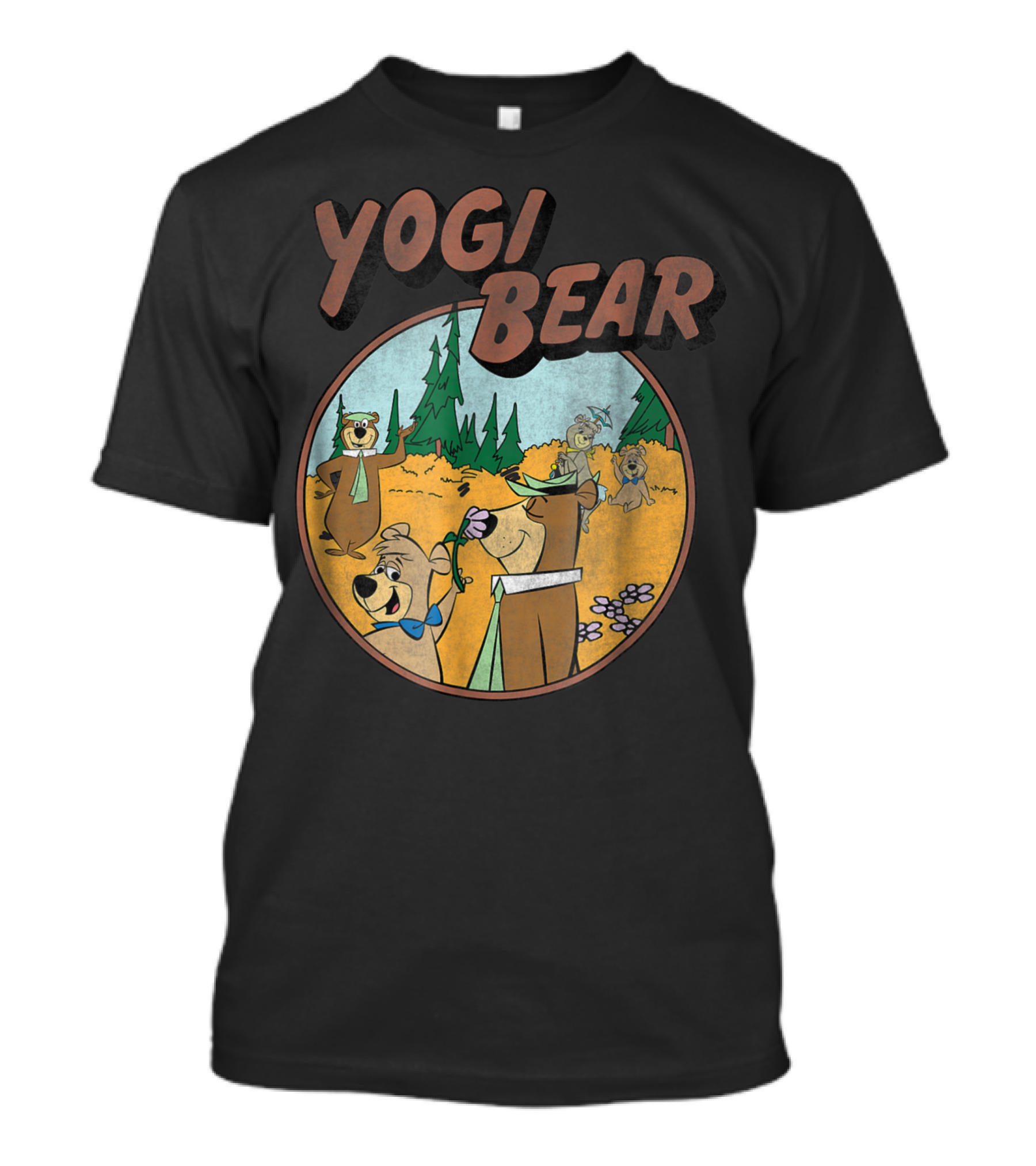 Hanna Barbera Vintage Yogi Bear And Friends Forest Adventure Scene T-Shirt
