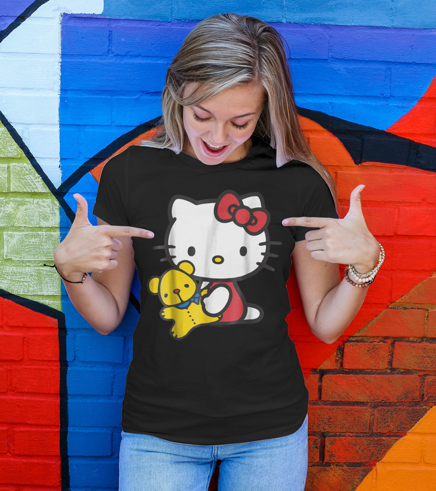 Hello Kitty Hugging Yellow Teddy Bear T-Shirt