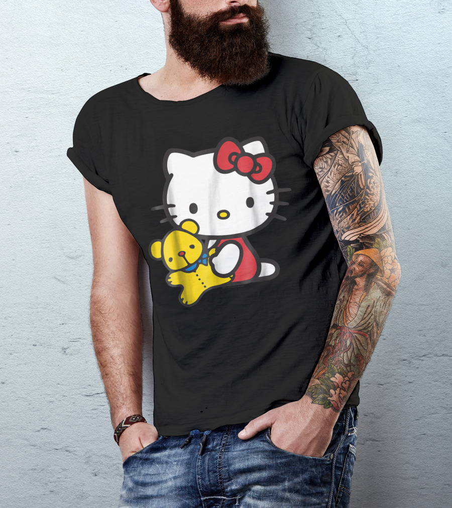 Hello Kitty Hugging Yellow Teddy Bear T-Shirt