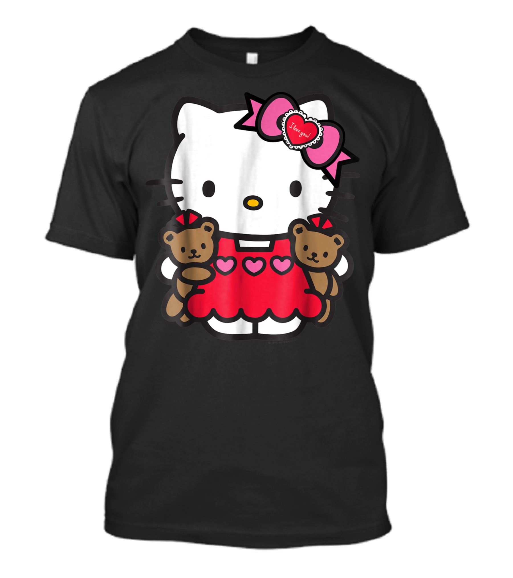 Hello Kitty I Love You Valentine Hearts Teddy Bear Bow T-Shirt