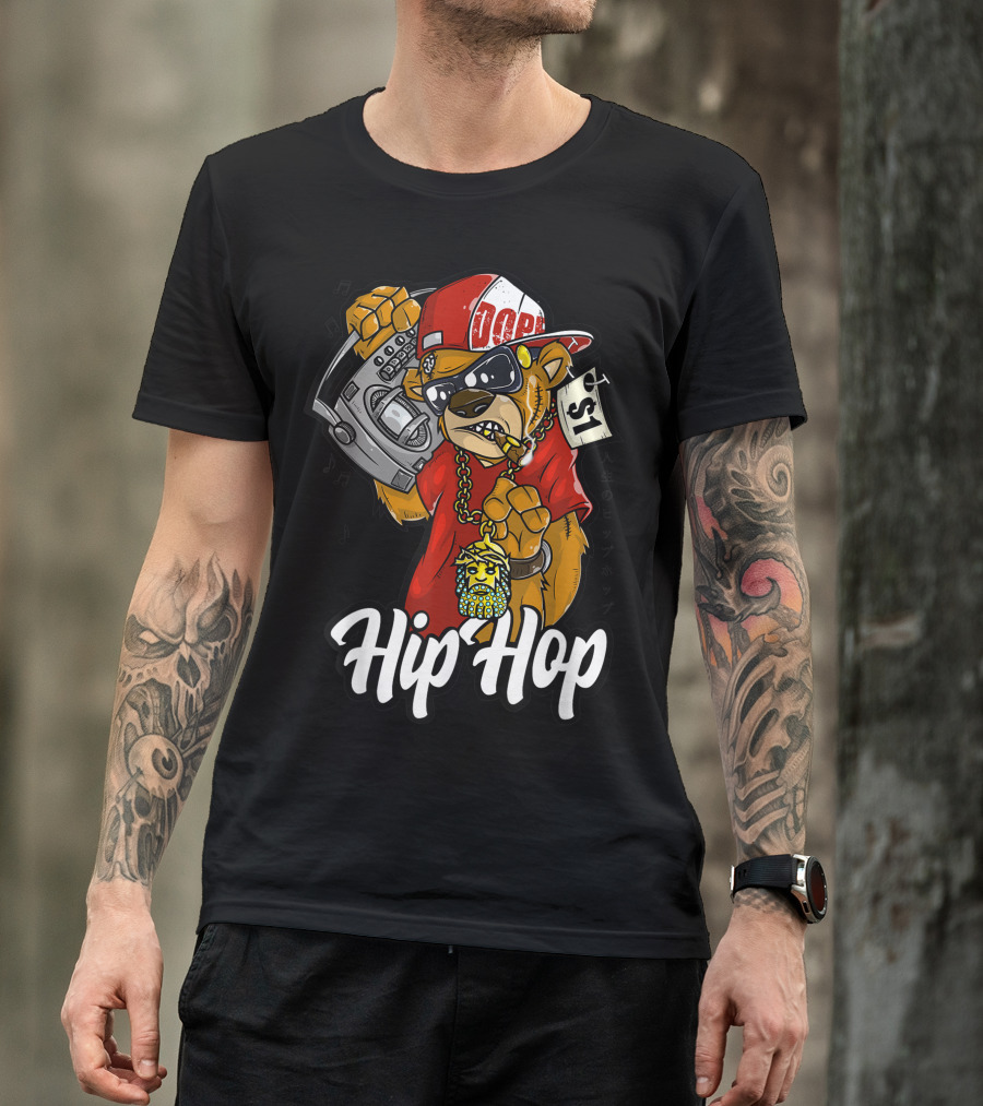 Hip Hop Teddy Bear Dope Rap Lover Ghetto Blaster T-Shirt