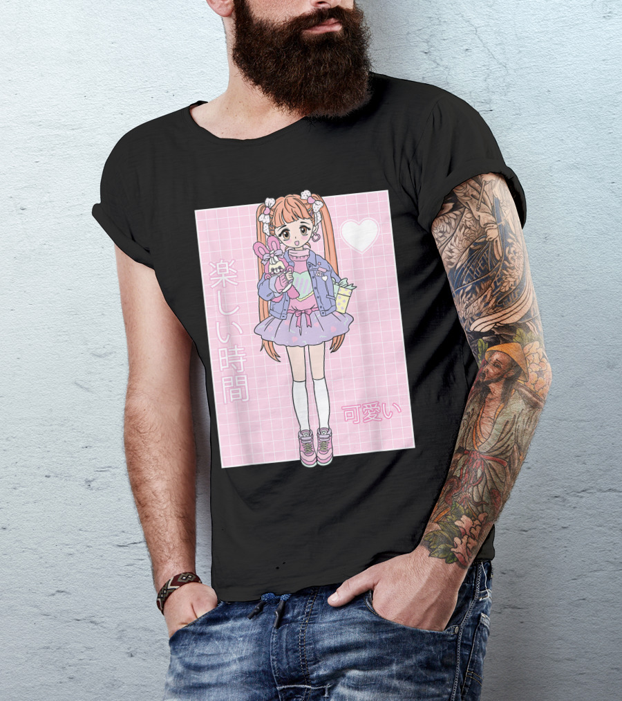 Kawaii Girl Harajuku Japan Otaku Aesthetic With 可愛い 楽しい時間 T-Shirt