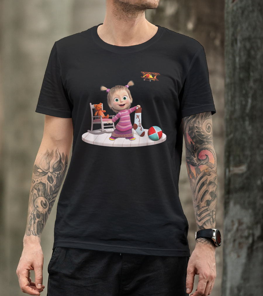 Masha Colorful Playful Scene With Toy Bear And Ball T-Shirt