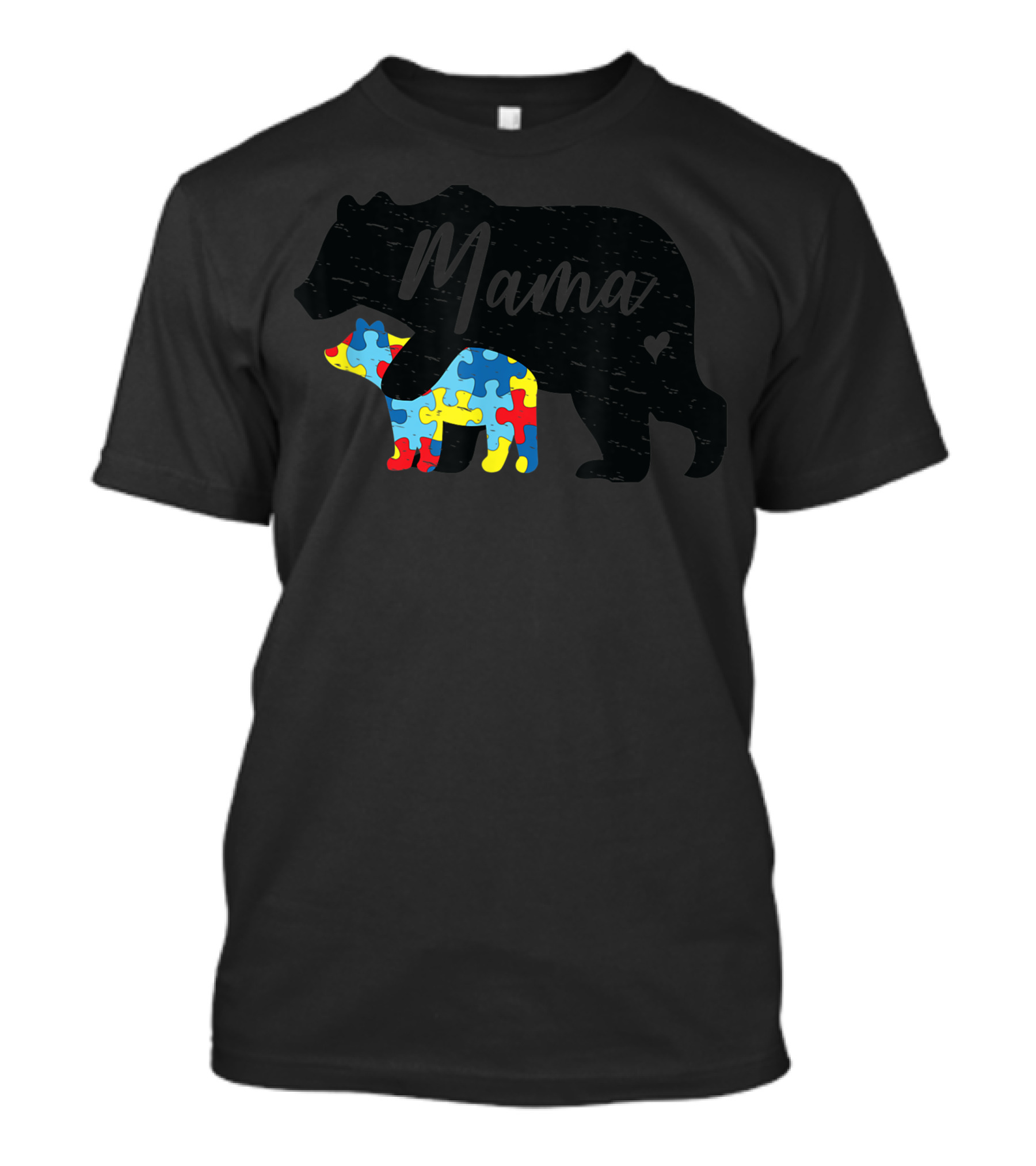 Mama Bear With Autism Awareness Puzzle Piece Cub T-Shirt