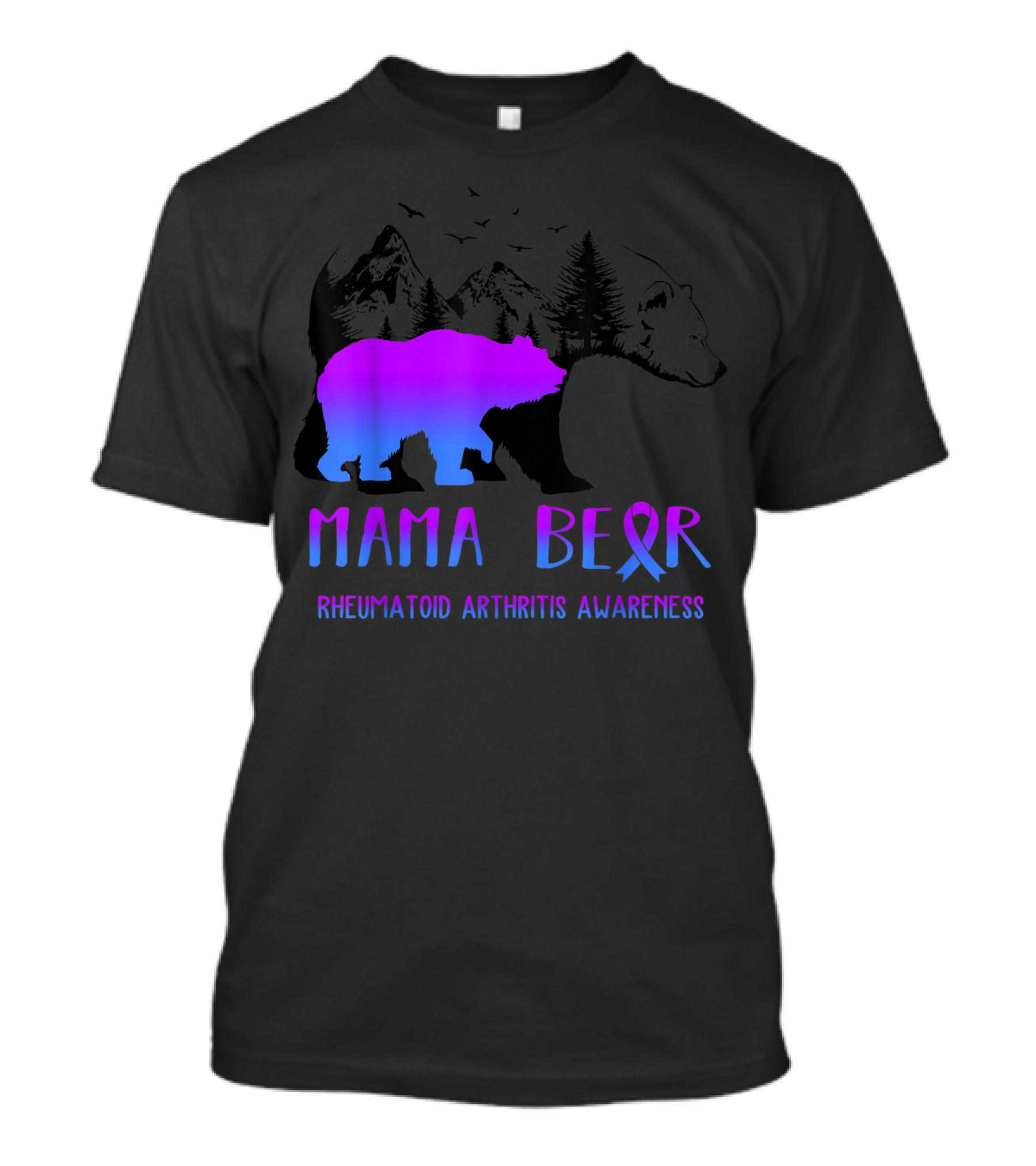Mama Bear Rheumatoid Arthritis Awareness Gradient Bear T-Shirt