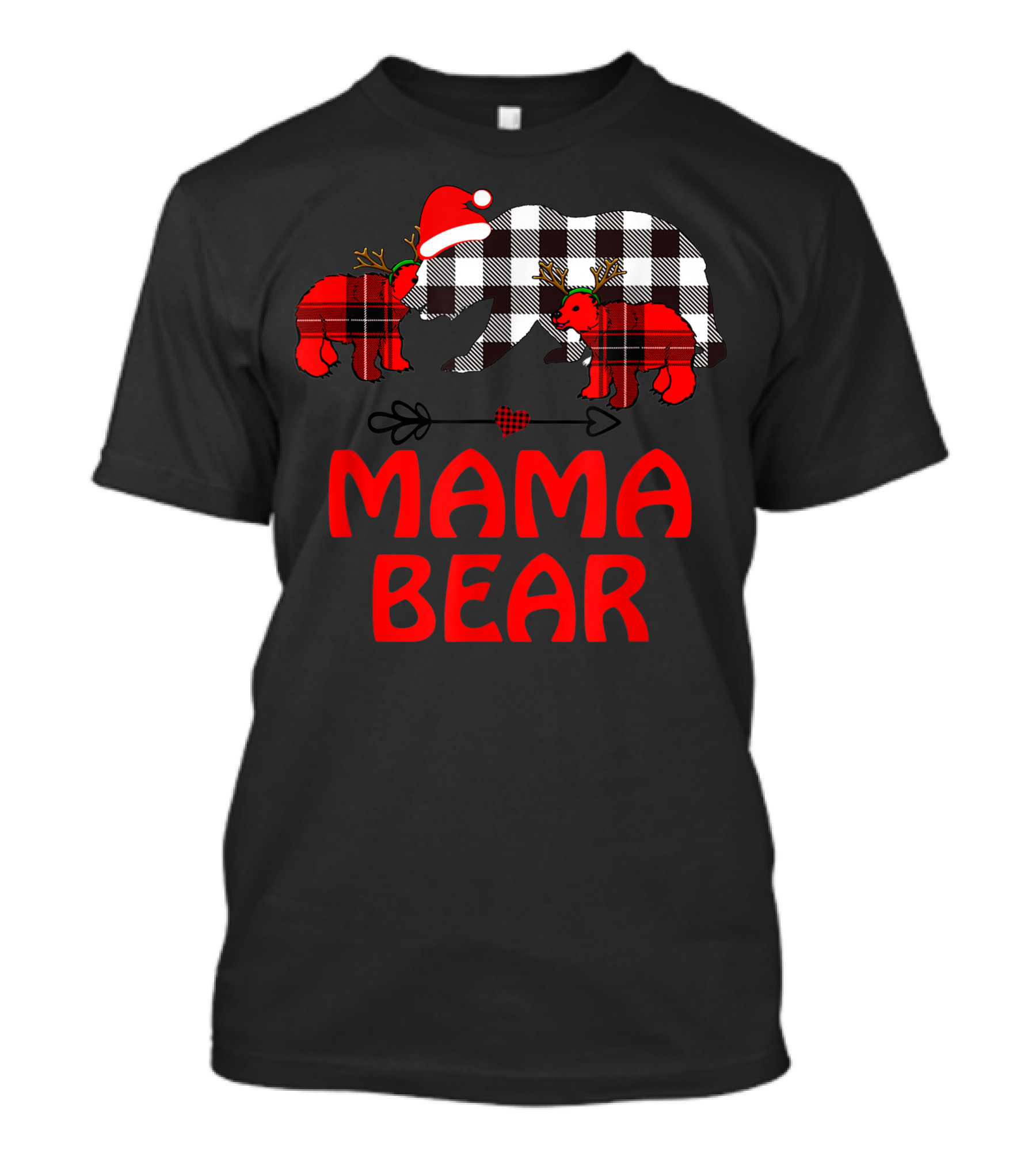 Mama Bear Plaid Cubs Christmas Santa Hat Buffalo Plaid T-Shirt
