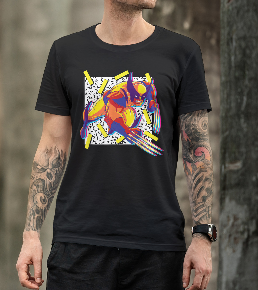 Marvel X Men Wolverine 90s Retro Neon T-Shirt