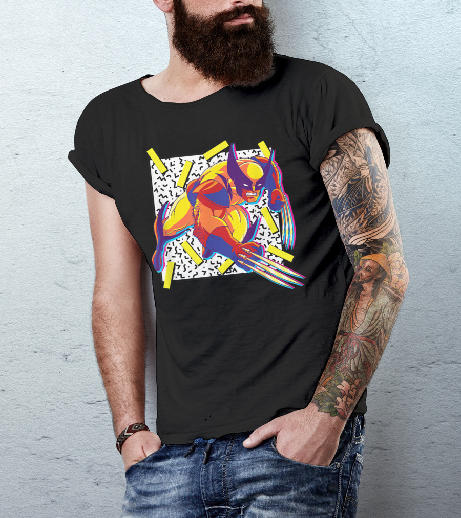 Marvel X Men Wolverine 90s Retro Neon T-Shirt