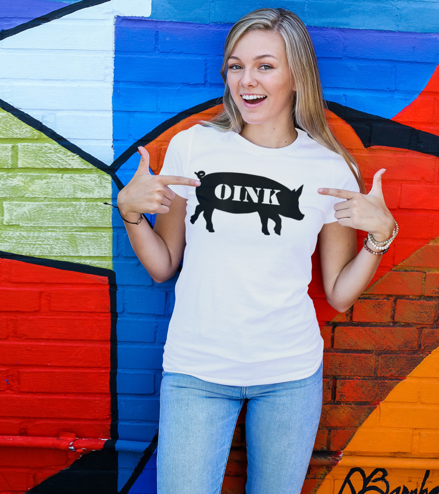 Oink Pig Silhouette Play Gay Mens T-Shirt