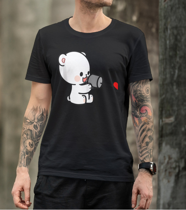 Milk Mocha Bear Valentines Love On The Line Couples Her T-Shirt