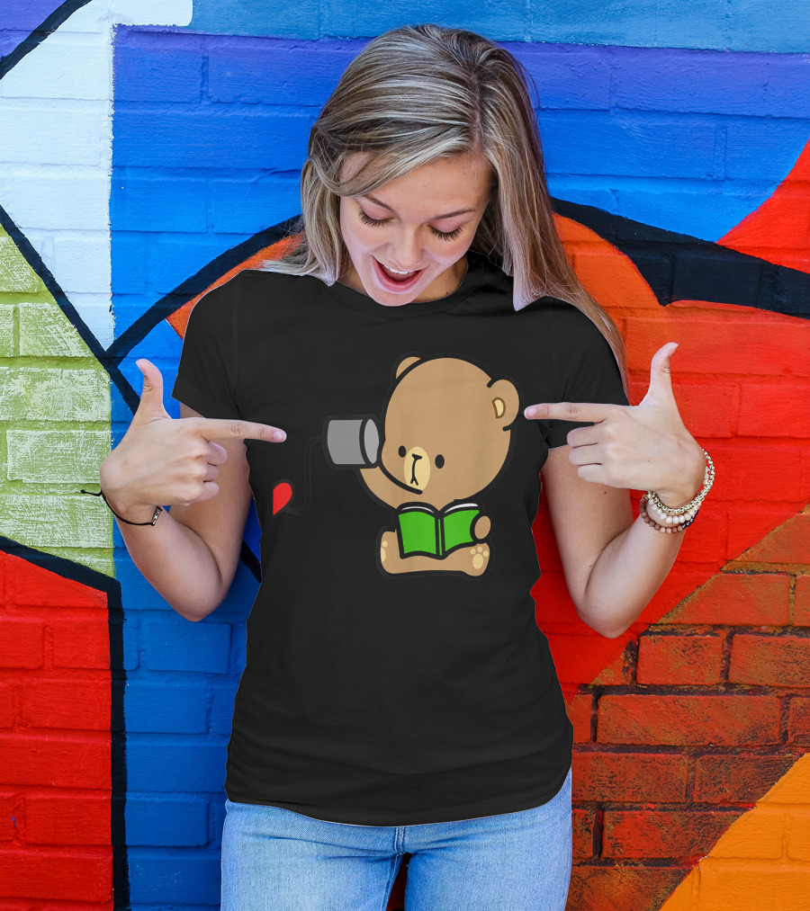 Milk Mocha Bear Reading Love On The Line Valentine Couples Connection T-Shirt