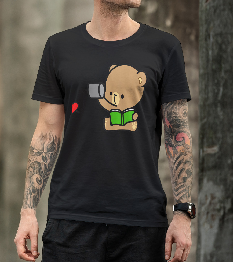 Milk Mocha Bear Reading Love On The Line Valentine Couples Connection T-Shirt