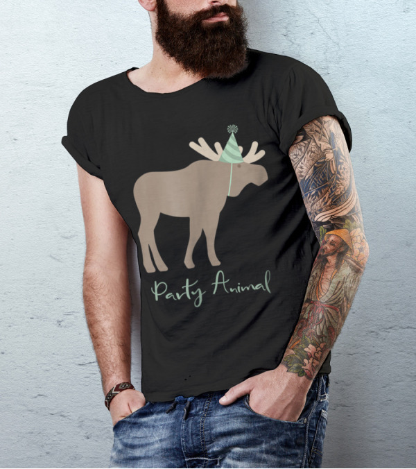 Party Animal Moose Birthday Kids Animal Birthday T-Shirt