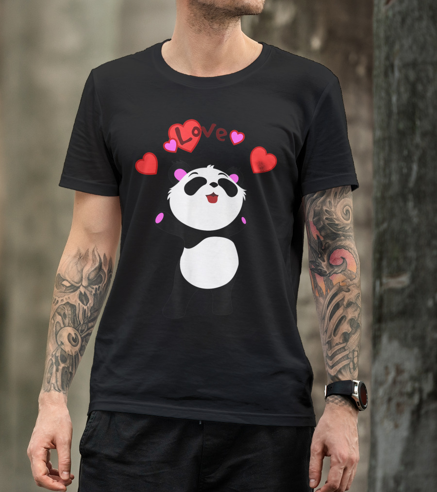Love Panda Bear With Hearts Valentine's Gift T-Shirt