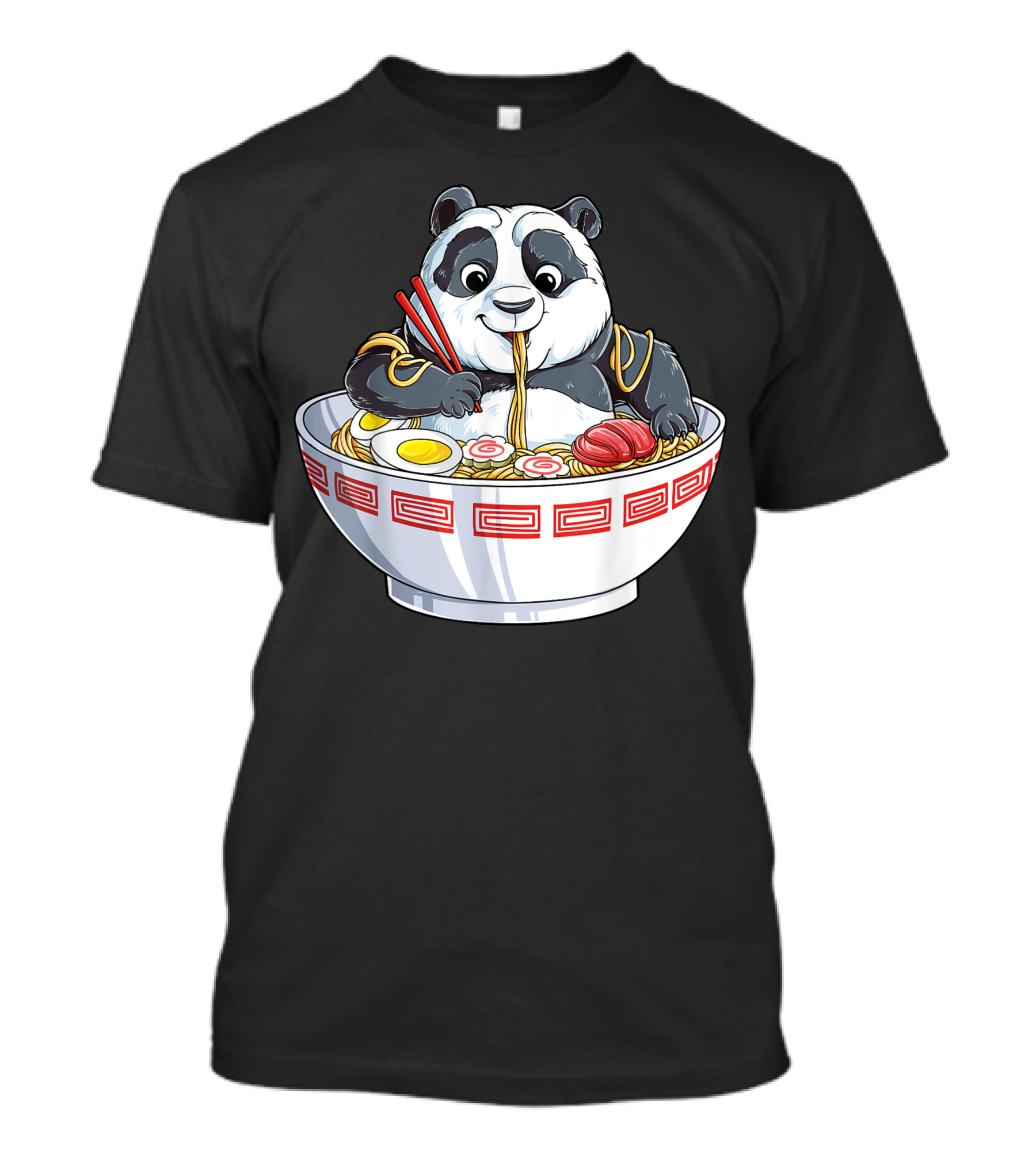 Panda Eating Ramen Kawaii Giant Japanese Noodle Bowl T-Shirt