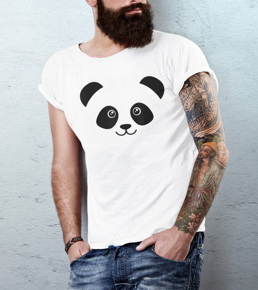 Panda Face Cute Bear Lover Black And White Animal T-Shirt