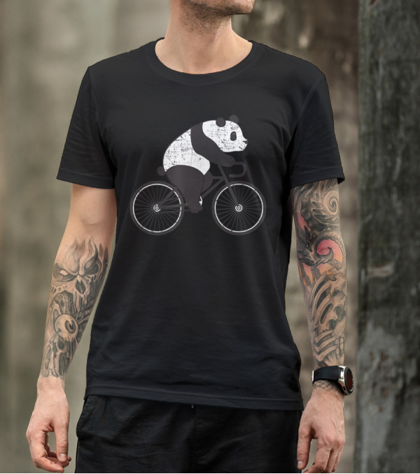 Panda Riding Bicycle Cute Cyclist T-Shirt