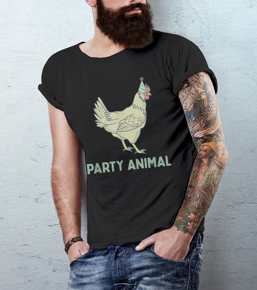 Party Animal Chicken Birthday Celebration Fun T-Shirt