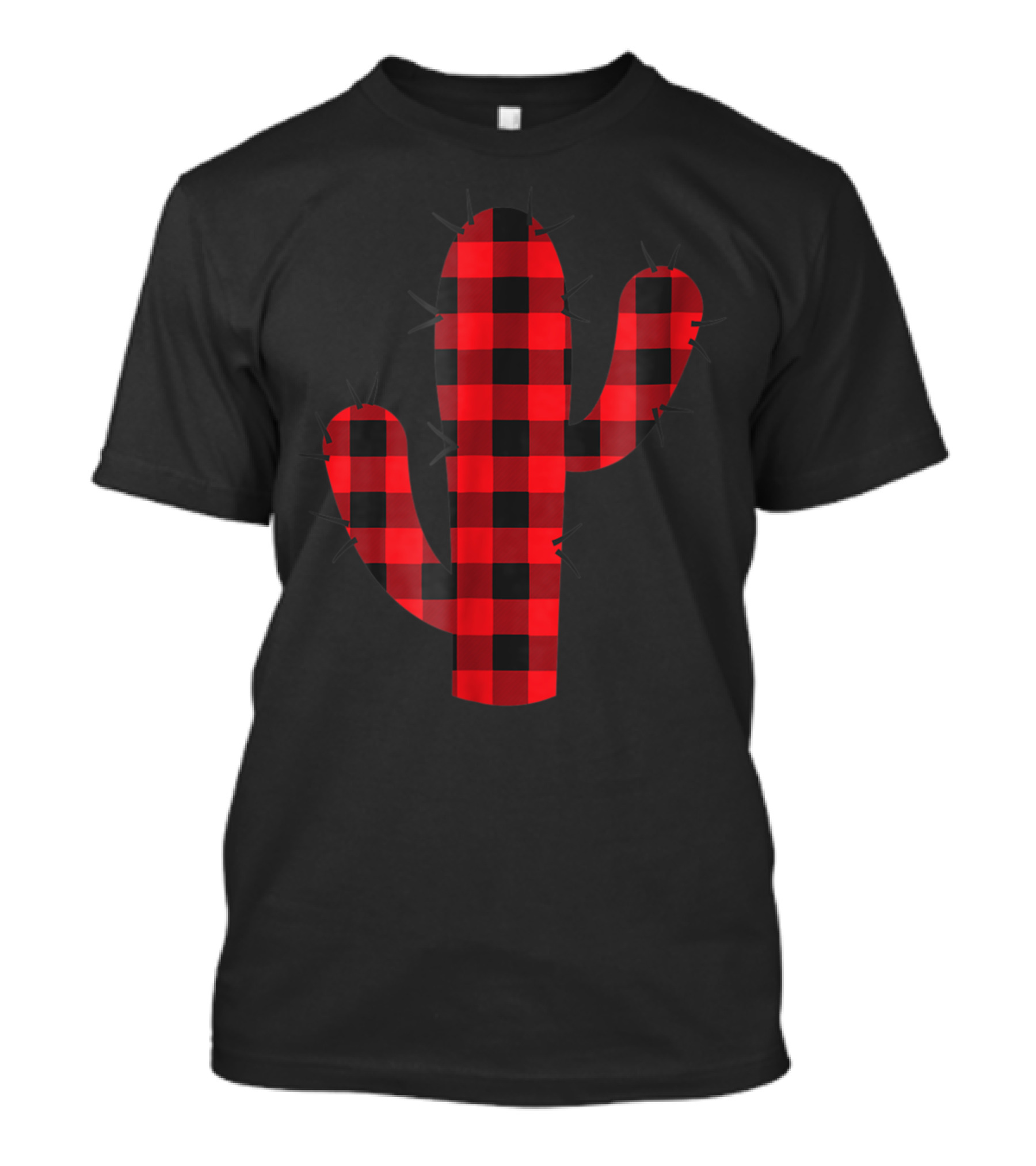 Red Plaid Buffalo Cactus T-Shirt