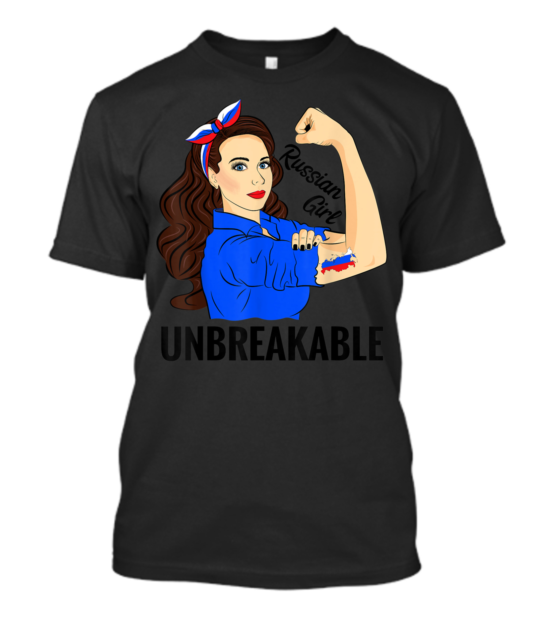 Russian Girl Unbreakable Russia Flag Tricolour Map T-Shirt