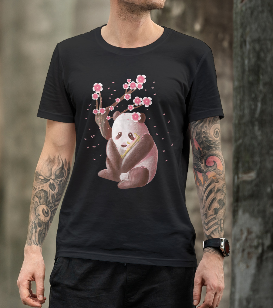 Sakura Cherry Blossom Flower Panda Floral T-Shirt