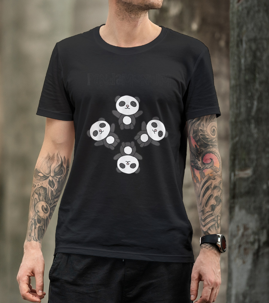 Pandemonium Panda Bear Cartoon Cute Pandas Playful Arrangement T-Shirt