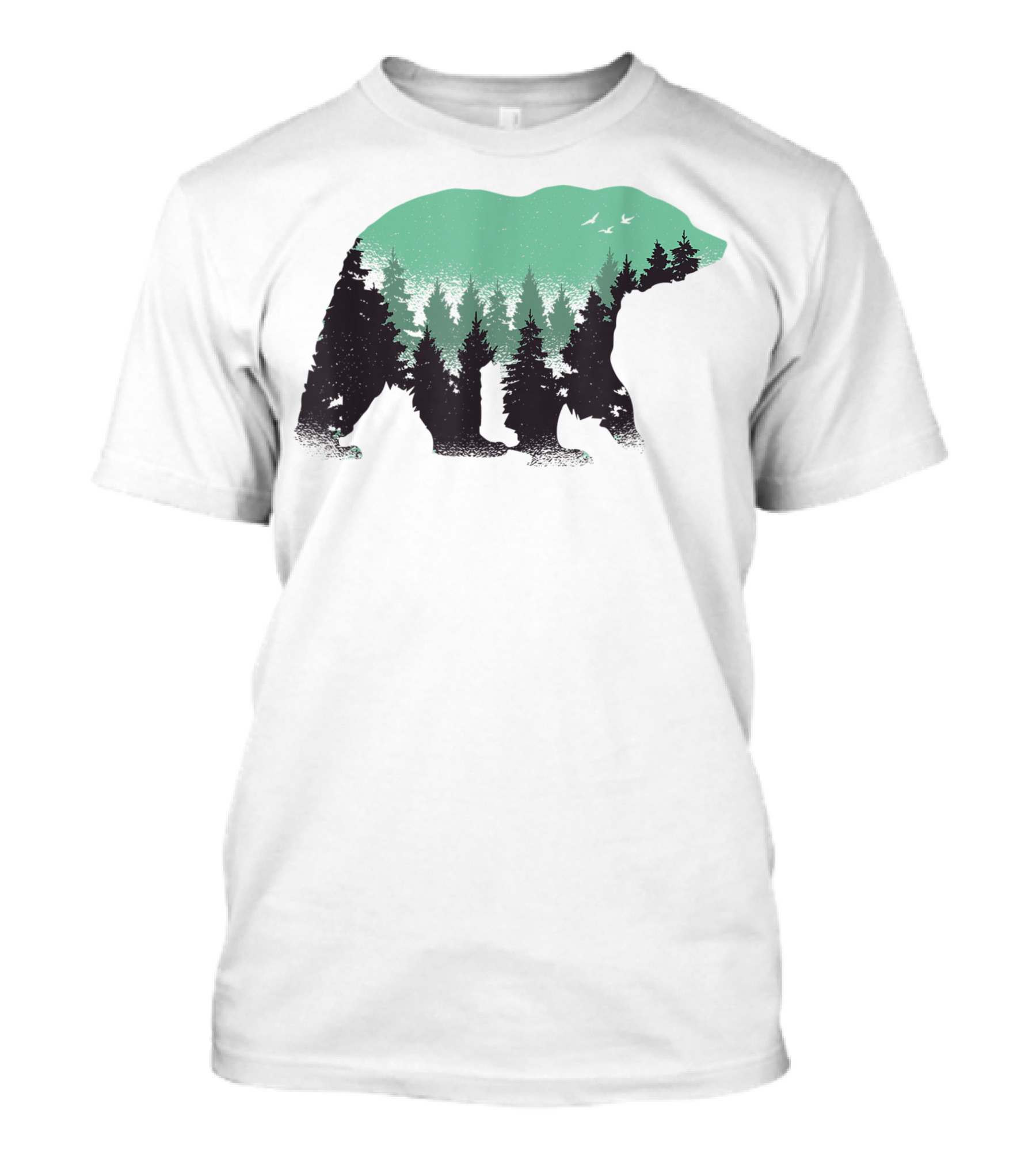 Vintage Bear Forest Mountain US National Park Camping Wildlife Scene T-Shirt