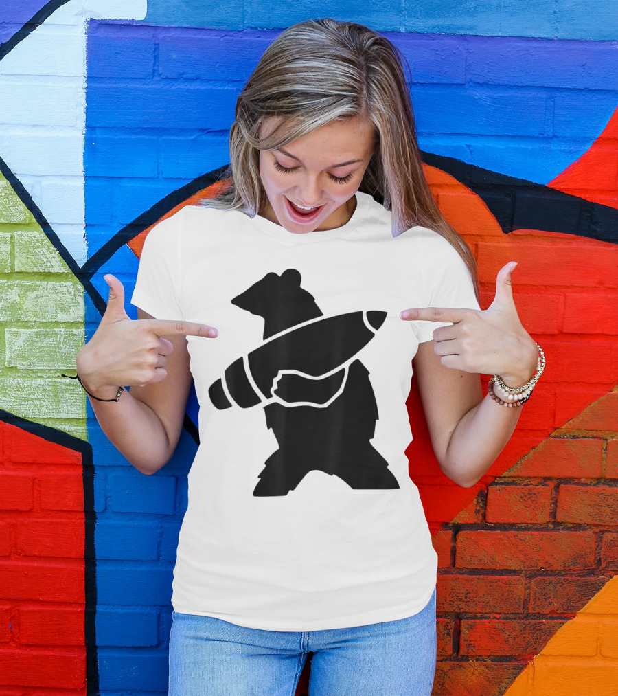 Wojtek Soldier Bear Holding Artillery Shell T-Shirt