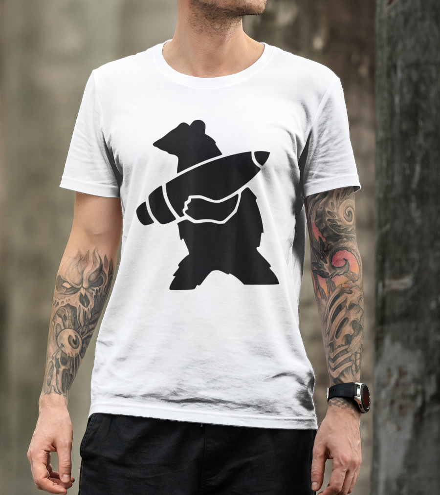 Wojtek Soldier Bear Holding Artillery Shell T-Shirt