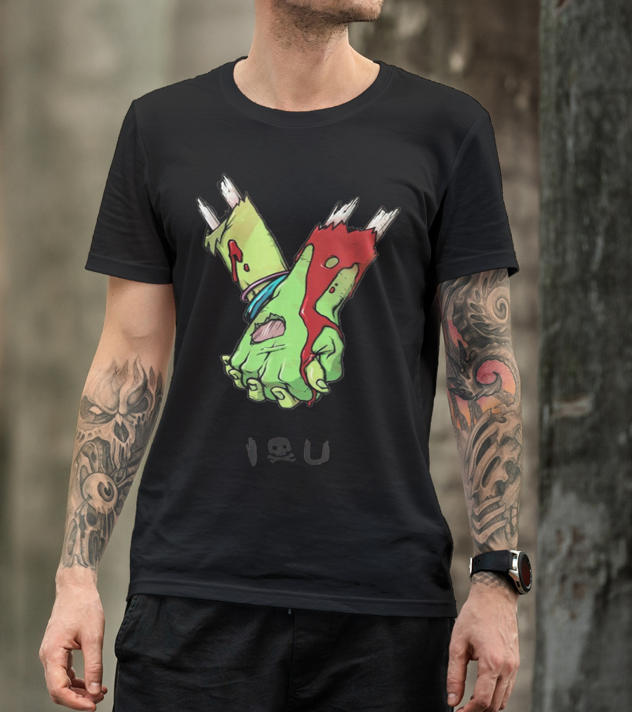 Zombie Hands Heart Valentines Day Lover I Love You T-Shirt