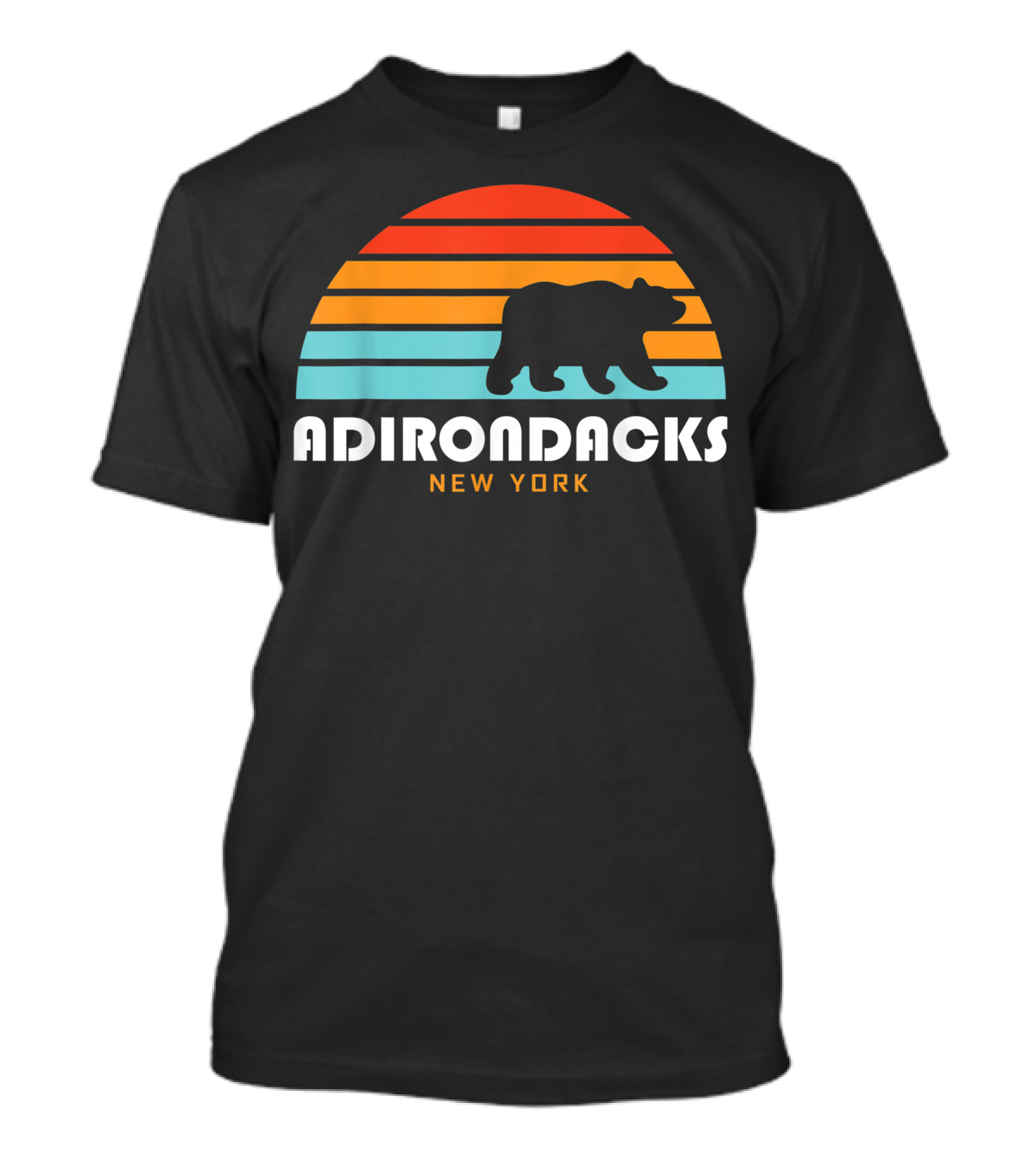 Adirondacks New York Bear Sunset Stripes T-Shirt