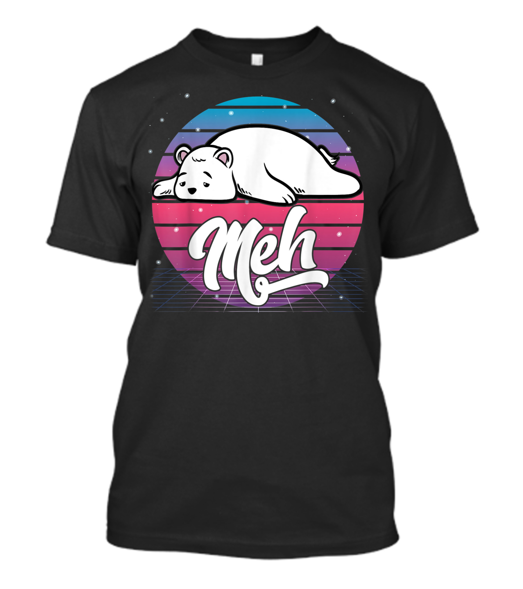 Meh Aesthetic Vaporwave Japanese Otaku Polar Bear T-Shirt
