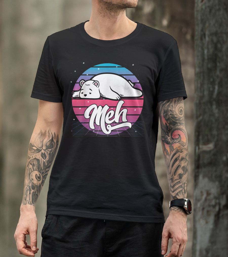 Meh Aesthetic Vaporwave Japanese Otaku Polar Bear T-Shirt