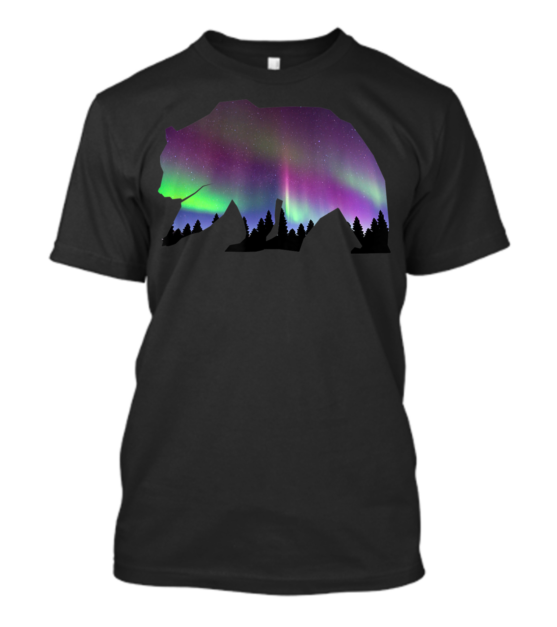 Alaska Aurora Borealis Northern Lights Bear Wildlife T-Shirt