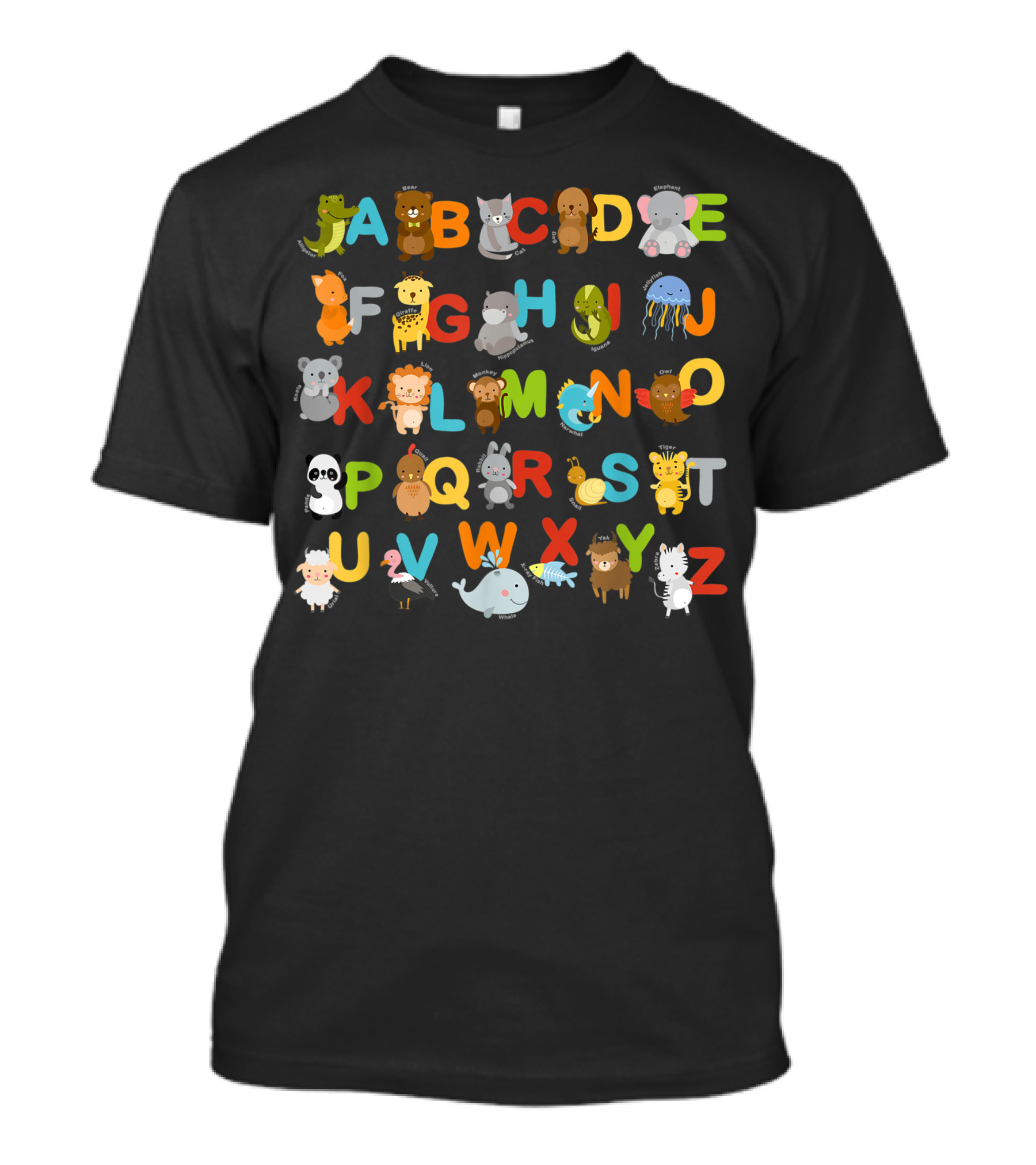 Alphabet Animal Learning ABC Cute Urial Educational Teacher A To Z Fun T-Shirt