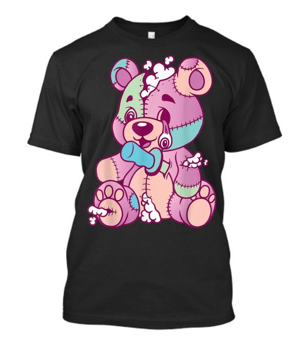 Anime Aesthetic Pastel Goth Evil Stitch Teddy Bear Cute Patchwork Toy T-Shirt